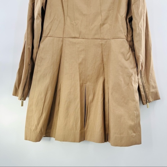 Iman brown safari front zipper dress  long sleeve M animal print trim - Picture 7 of 10